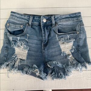 Almost Famous Blue Distressed Jean Shorts